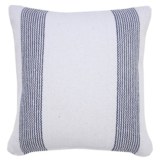 20" X 20" Pale Blue And White 100% Cotton Geometric Zippered Pillow FurniFindUSA