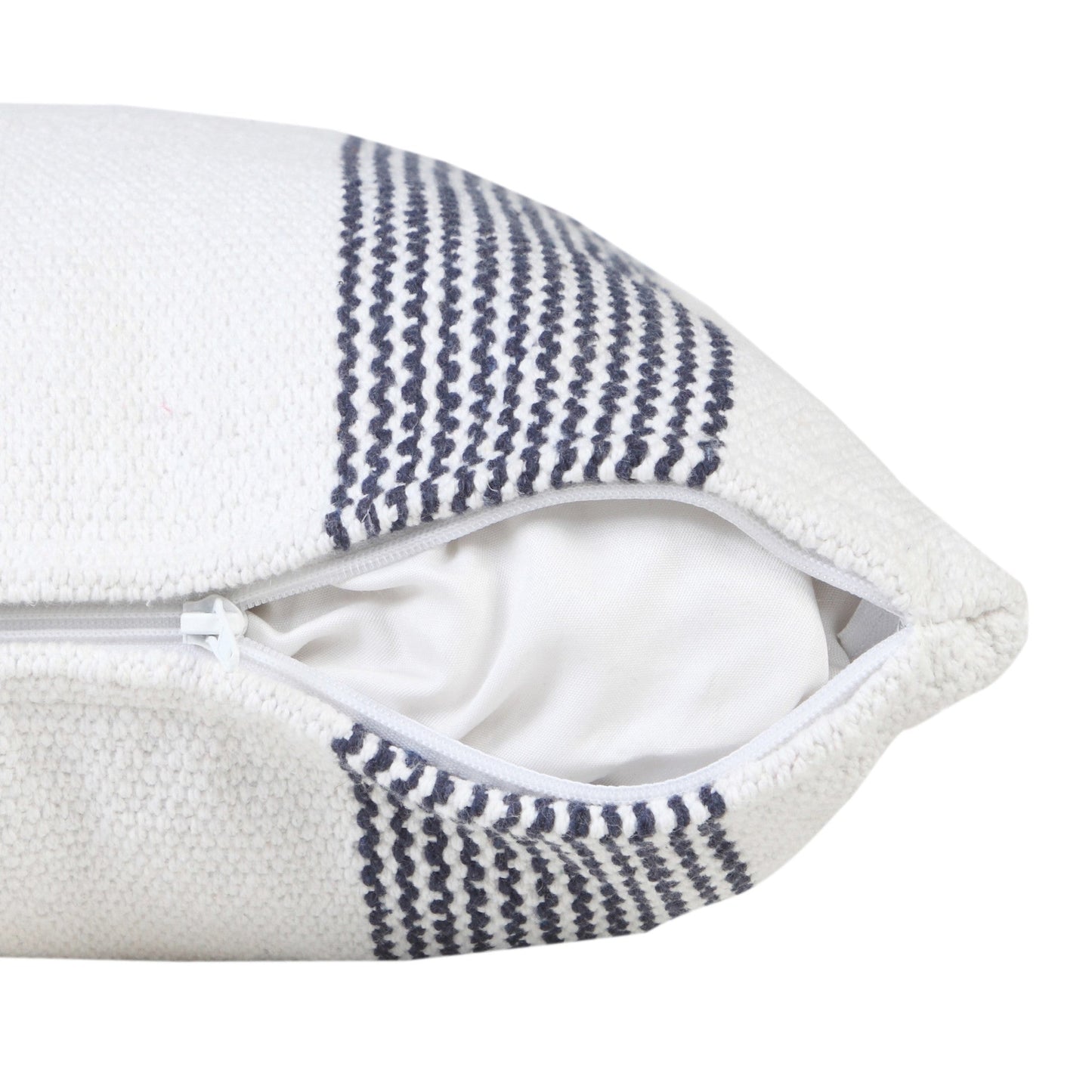 20" X 20" Pale Blue And White 100% Cotton Geometric Zippered Pillow FurniFindUSA