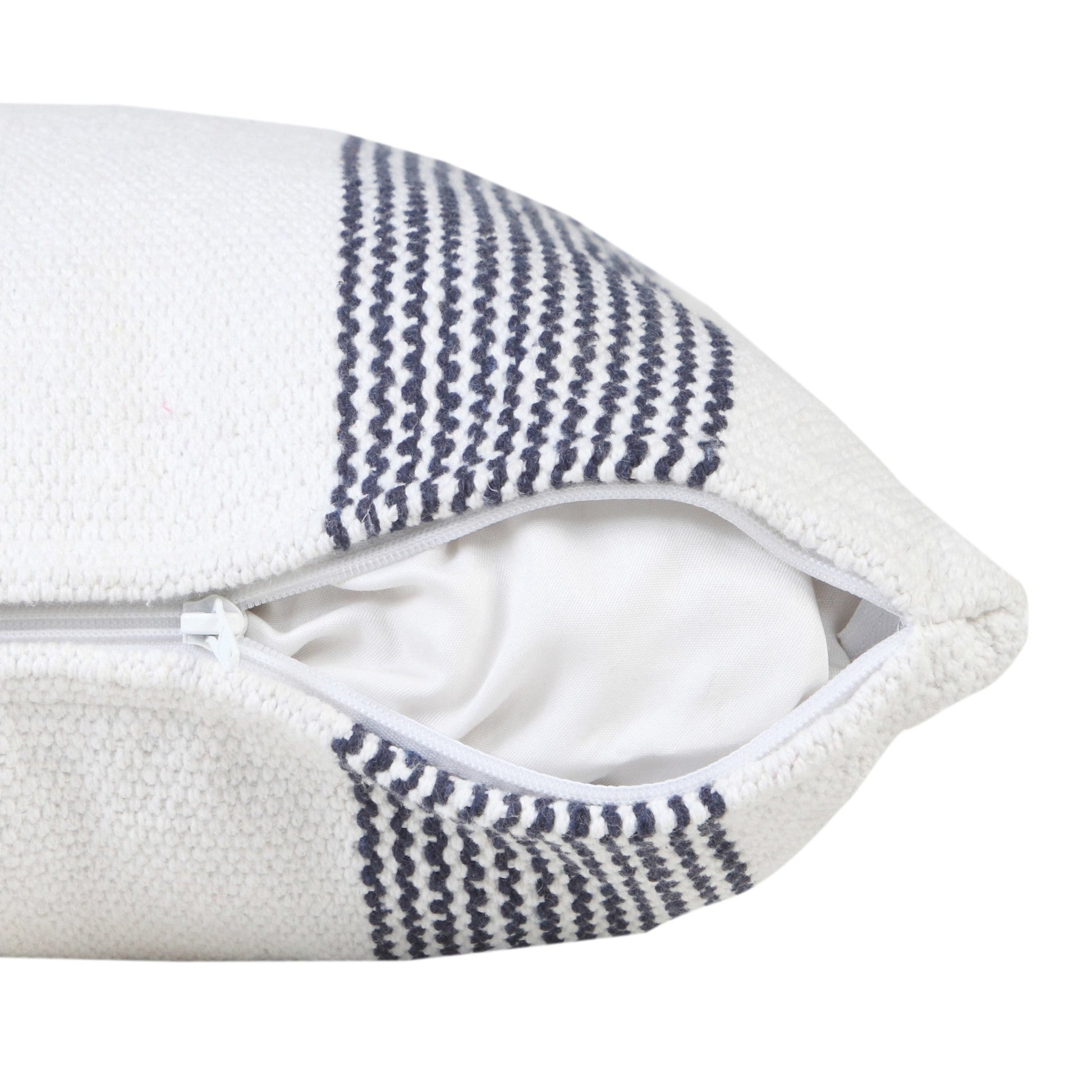 20" X 20" Pale Blue And White 100% Cotton Geometric Zippered Pillow FurniFindUSA