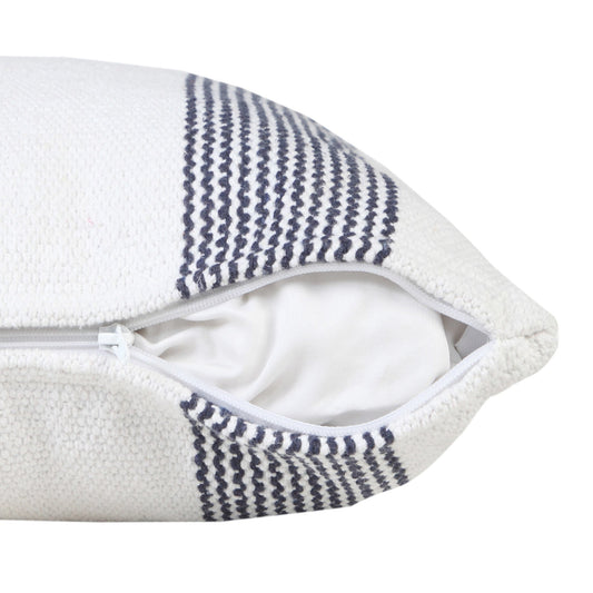 20" X 20" Pale Blue And White 100% Cotton Geometric Zippered Pillow FurniFindUSA