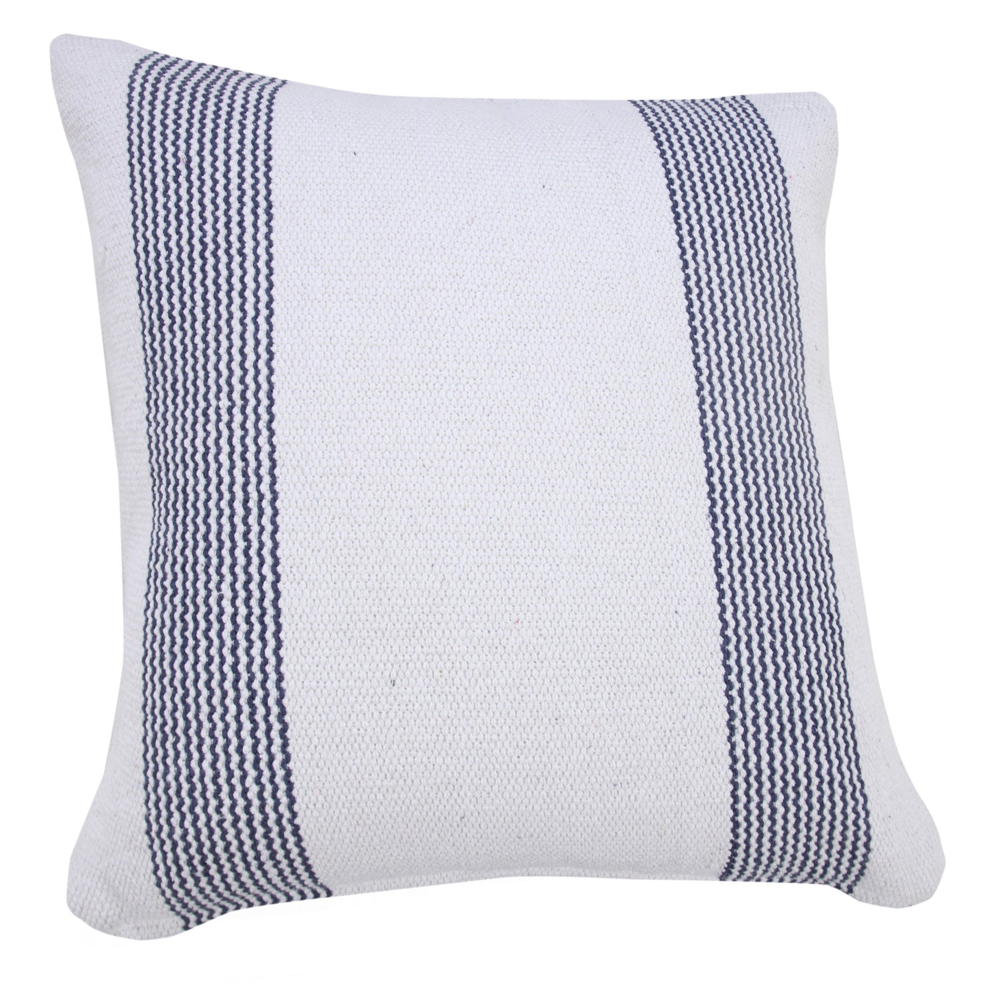 20" X 20" Pale Blue And White 100% Cotton Geometric Zippered Pillow FurniFindUSA