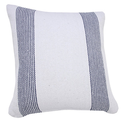 20" X 20" Pale Blue And White 100% Cotton Geometric Zippered Pillow FurniFindUSA