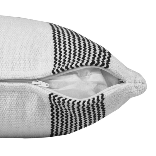 20" X 20" Black And White 100% Cotton Geometric Zippered Pillow 4.0" (L) x 20.0" (W) x 20.0" (H) FurniFindUSA