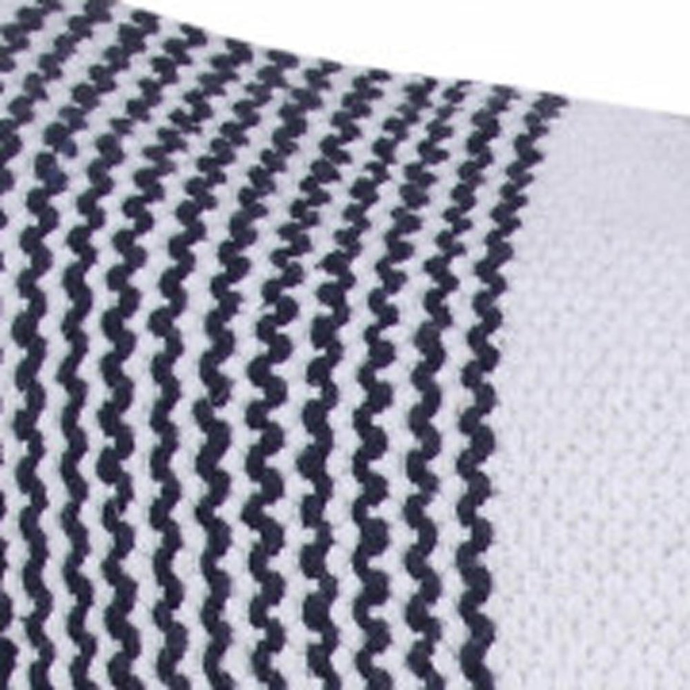 20" X 20" Deep Blue And White 100% Cotton Geometric Zippered Pillow HomeRoots
