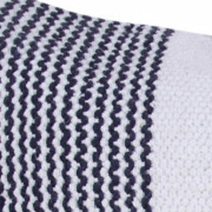 20" X 20" Deep Blue And White 100% Cotton Geometric Zippered Pillow HomeRoots