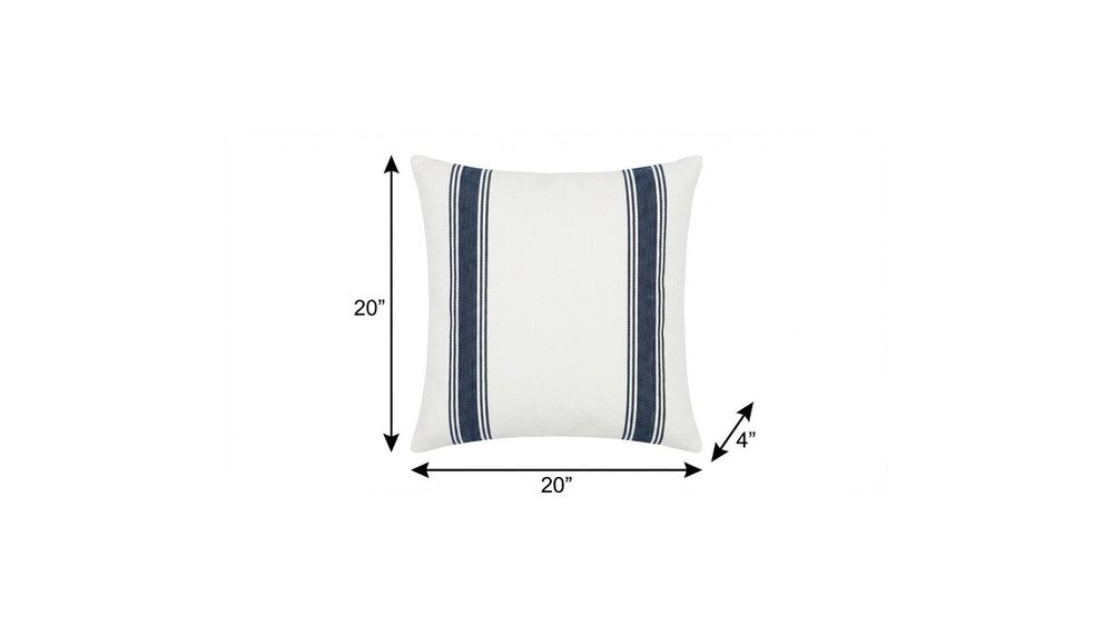 20" X 20" Deep Blue And White 100% Cotton Geometric Zippered Pillow — view 13