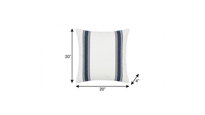 20" X 20" Deep Blue And White 100% Cotton Geometric Zippered Pillow HomeRoots