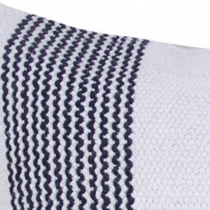 20" X 20" Deep Blue And White 100% Cotton Geometric Zippered Pillow HomeRoots