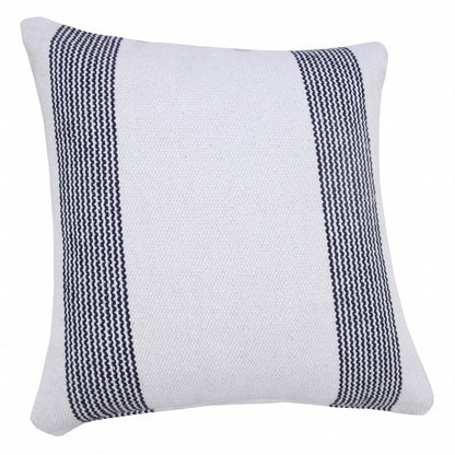 20" X 20" Deep Blue And White 100% Cotton Geometric Zippered Pillow FurniFindUSA