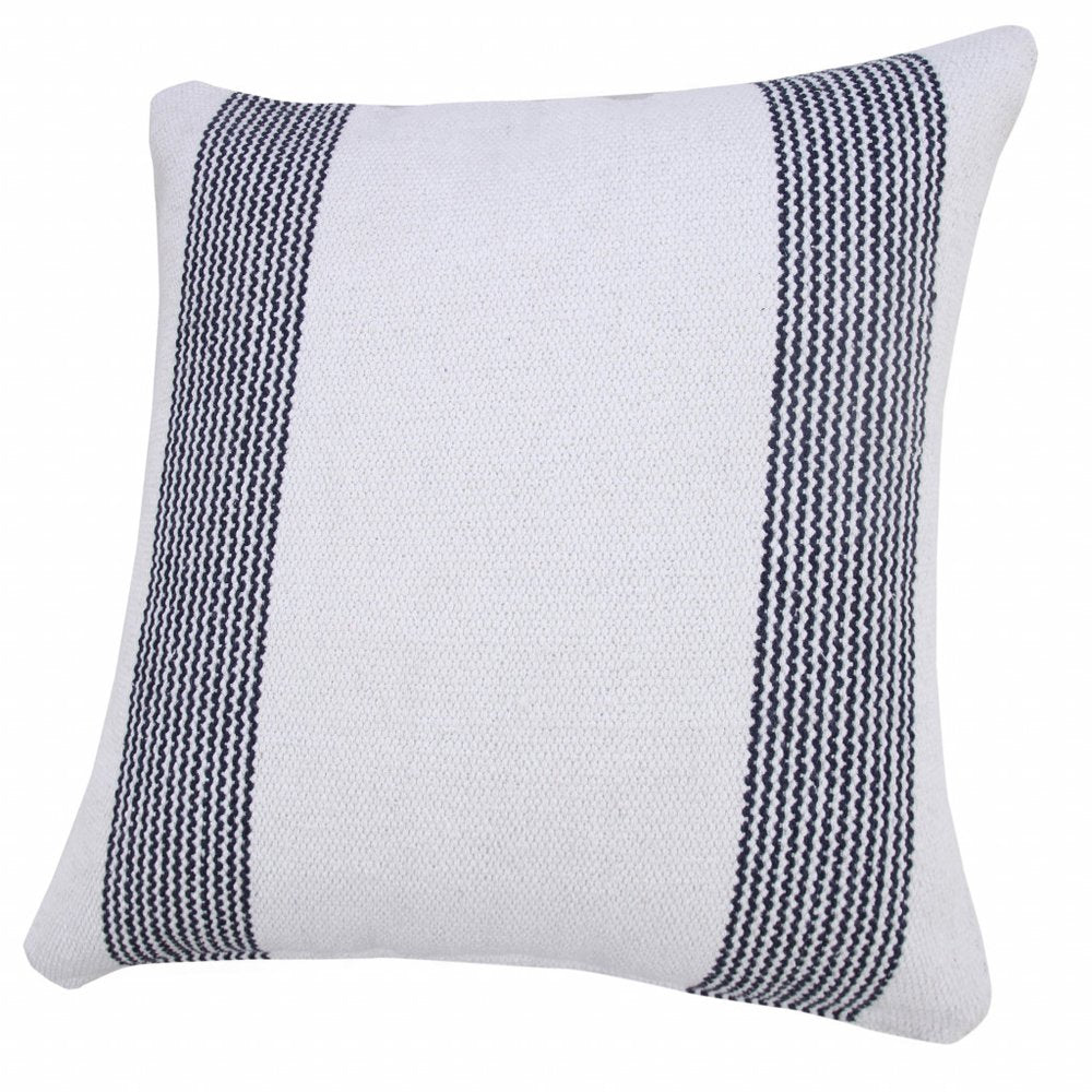 20" X 20" Deep Blue And White 100% Cotton Geometric Zippered Pillow — view 5
