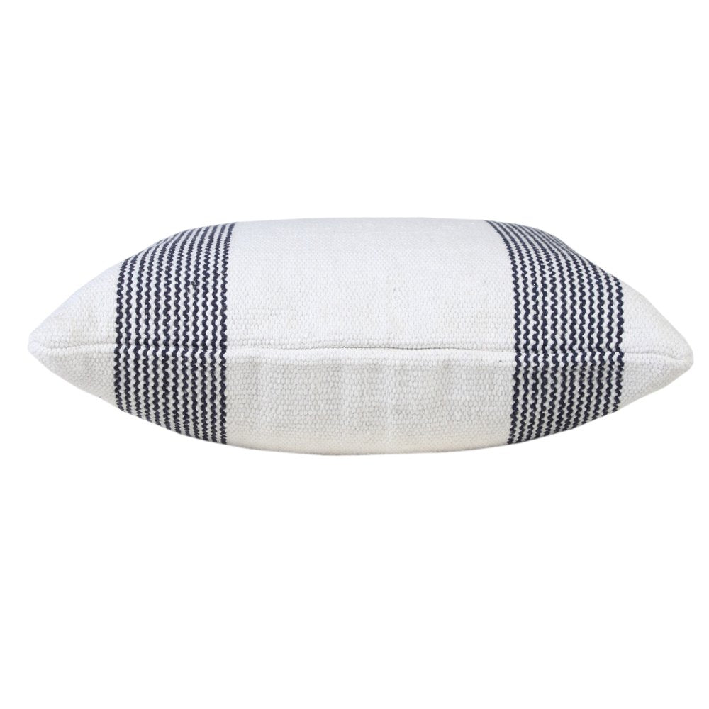 20" X 20" Deep Blue And White 100% Cotton Geometric Zippered Pillow — view 6
