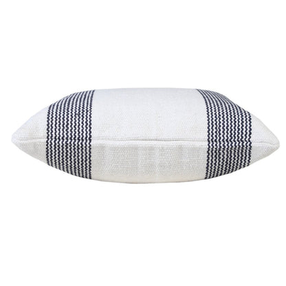 20" X 20" Deep Blue And White 100% Cotton Geometric Zippered Pillow HomeRoots