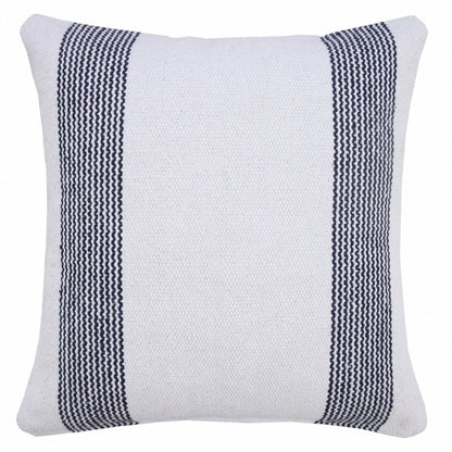 20" X 20" Deep Blue And White 100% Cotton Geometric Zippered Pillow HomeRoots