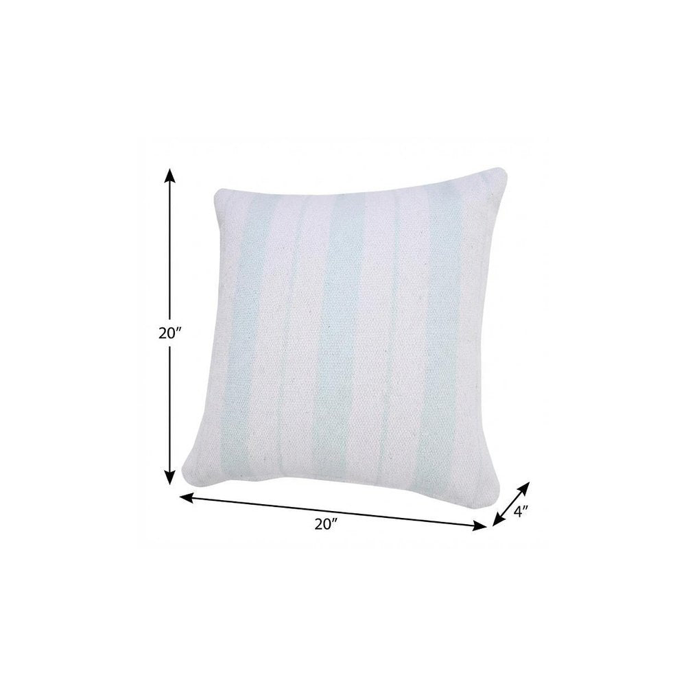 20" X 20" Bright Blue And White 100% Cotton Coastal Zippered Pillow — view 8