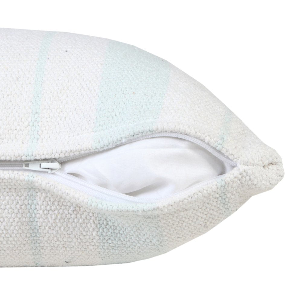 20" X 20" Bright Blue And White 100% Cotton Coastal Zippered Pillow — view 3