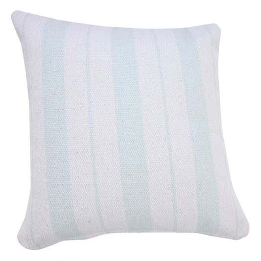 20" X 20" Bright Blue And White 100% Cotton Coastal Zippered Pillow FurniFindUSA