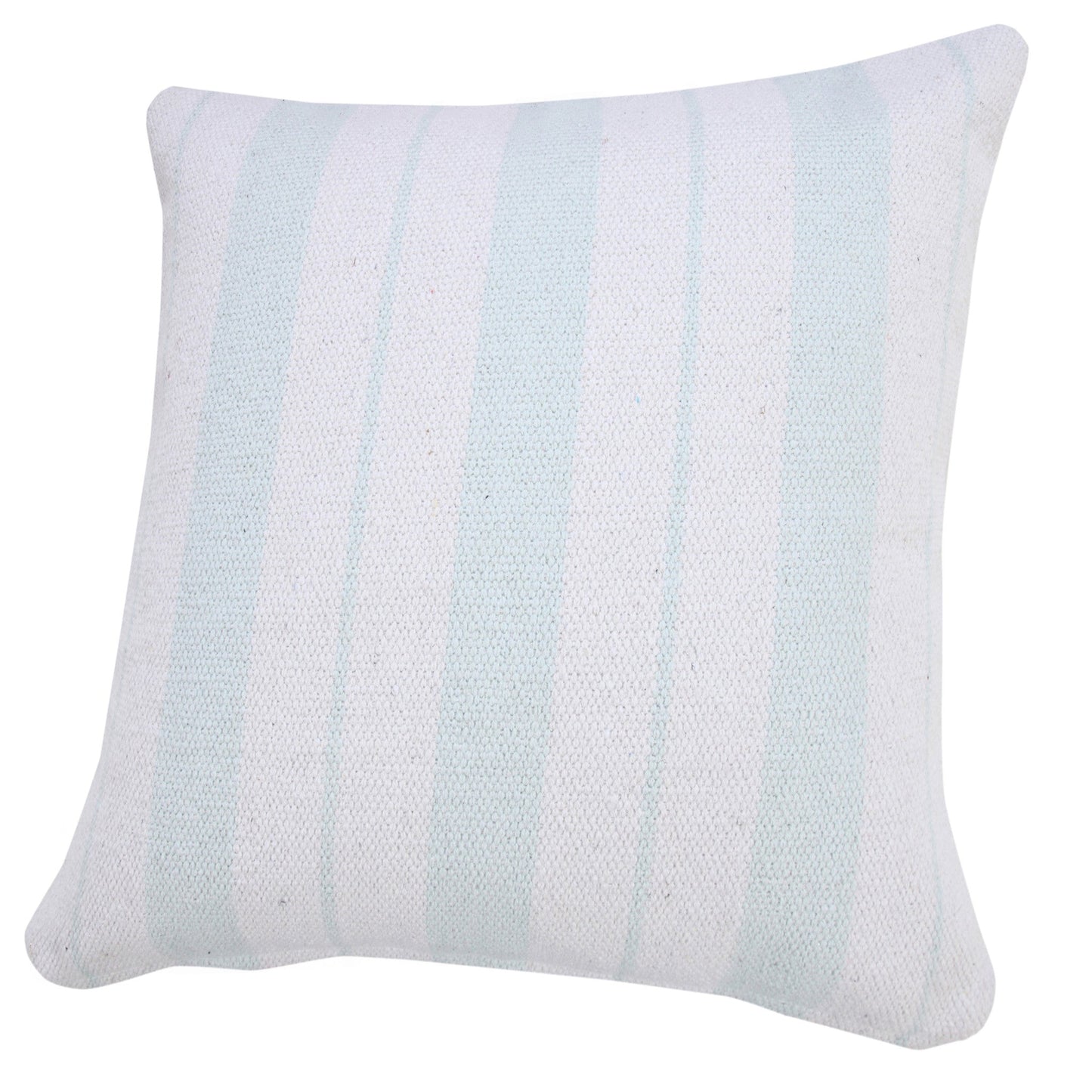 20" X 20" Bright Blue And White 100% Cotton Coastal Zippered Pillow FurniFindUSA