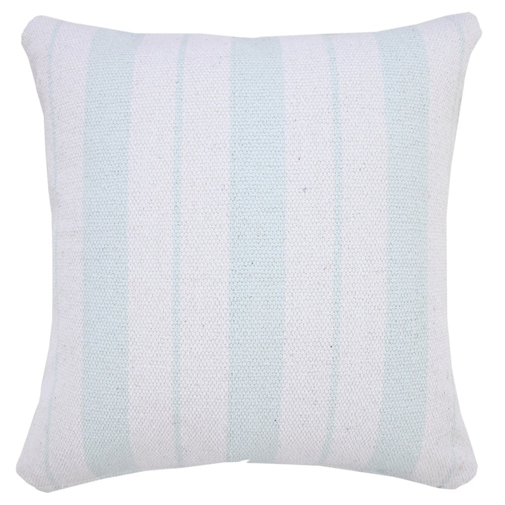 20" X 20" Bright Blue And White 100% Cotton Coastal Zippered Pillow HomeRoots