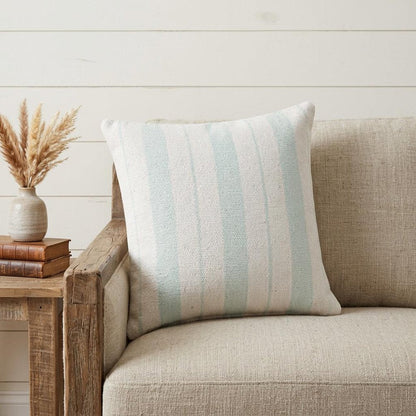 20" X 20" Bright Blue And White 100% Cotton Coastal Zippered Pillow HomeRoots