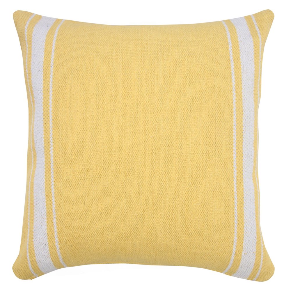 20" X 20" Yellow And White 100% Cotton Geometric Zippered Pillow HomeRoots