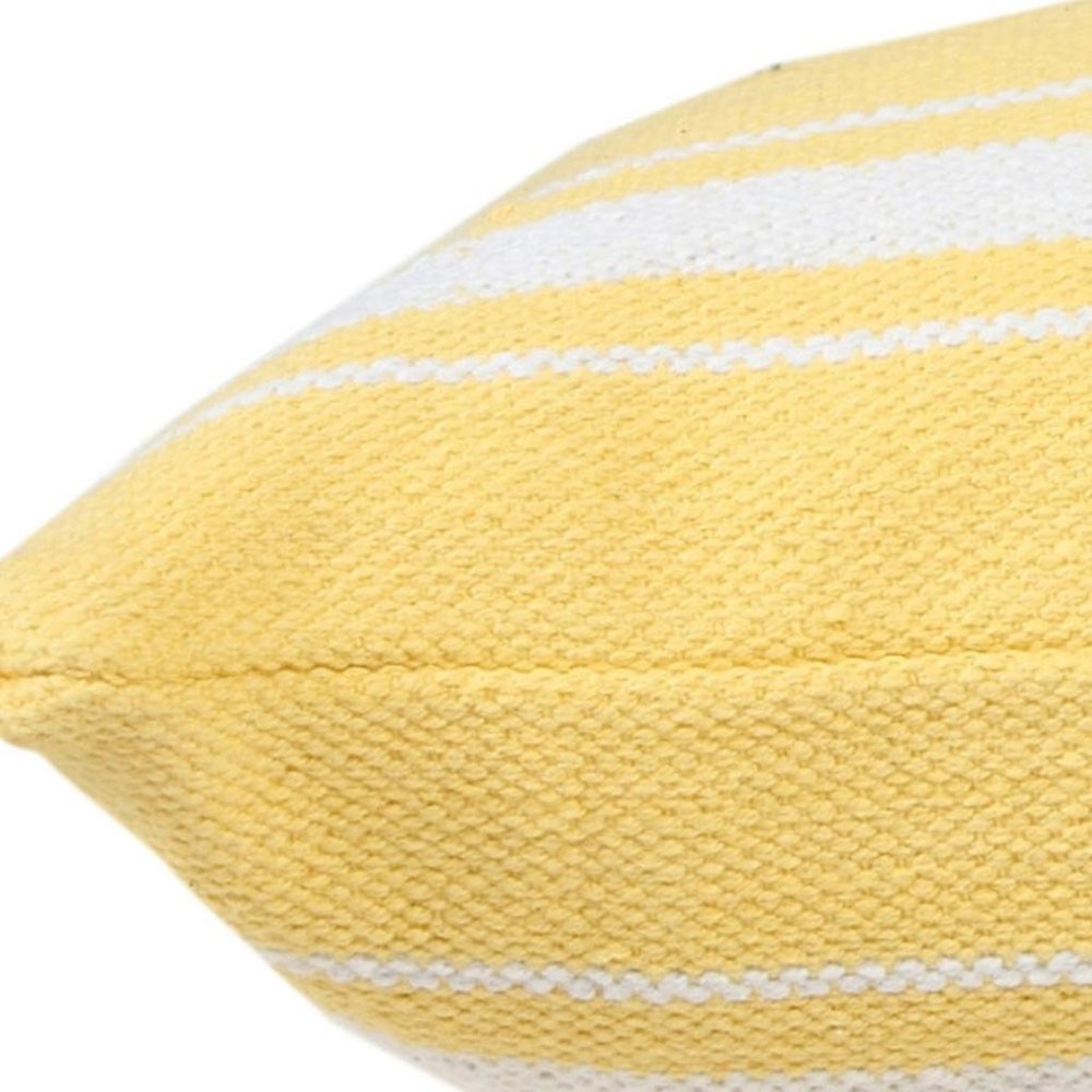 20" X 20" Yellow And White 100% Cotton Geometric Zippered Pillow — view 7