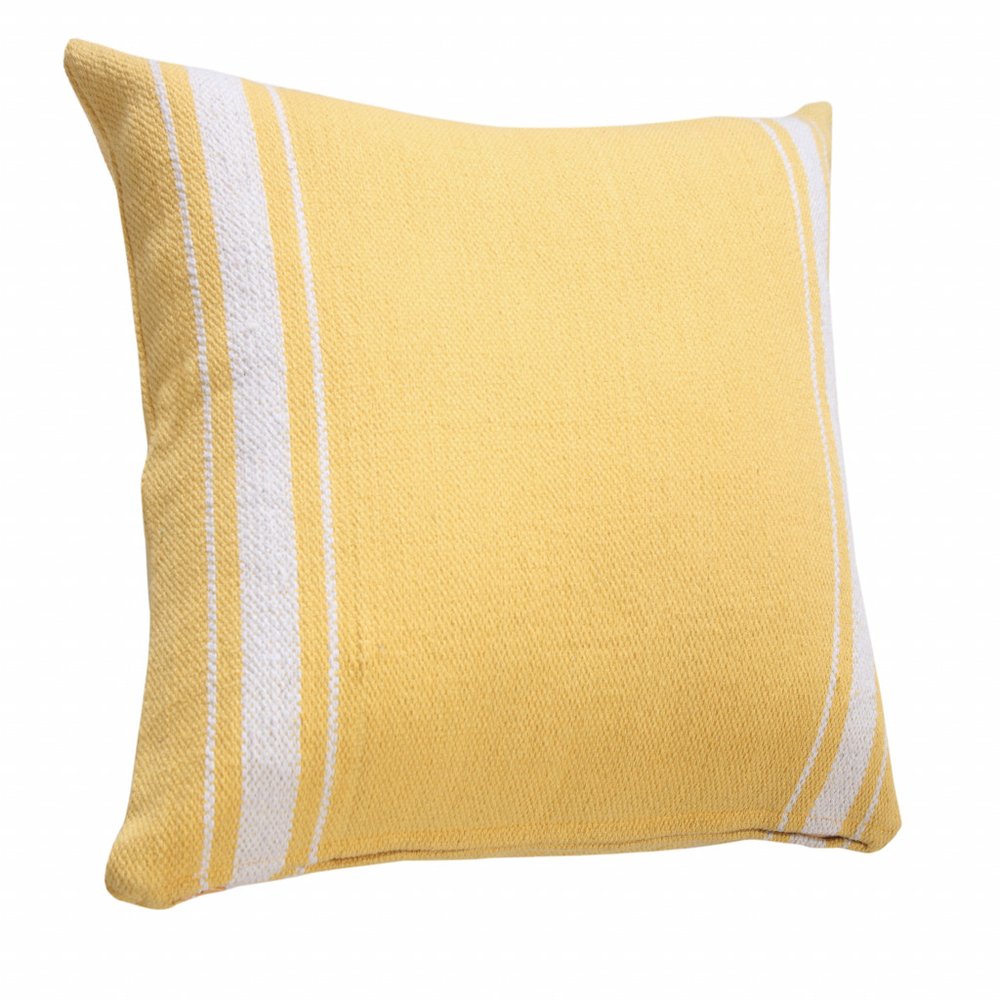 20" X 20" Yellow And White 100% Cotton Geometric Zippered Pillow HomeRoots