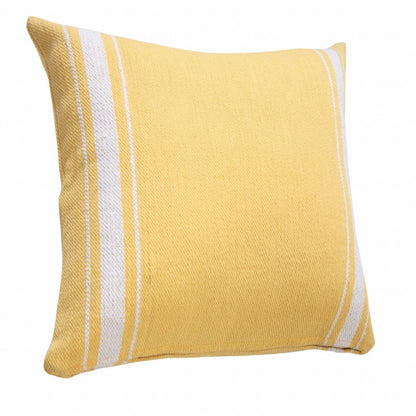 20" X 20" Yellow And White 100% Cotton Geometric Zippered Pillow HomeRoots