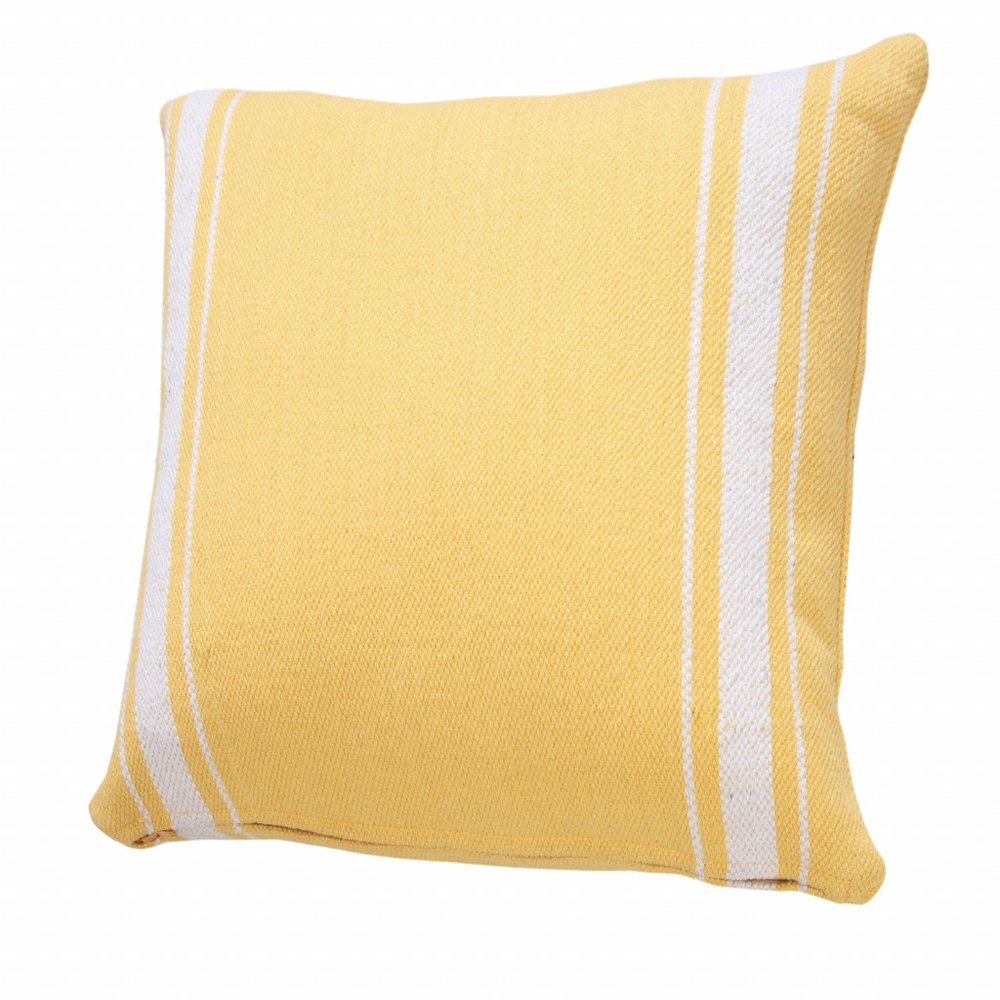 20" X 20" Yellow And White 100% Cotton Geometric Zippered Pillow HomeRoots