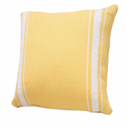 20" X 20" Yellow And White 100% Cotton Geometric Zippered Pillow HomeRoots