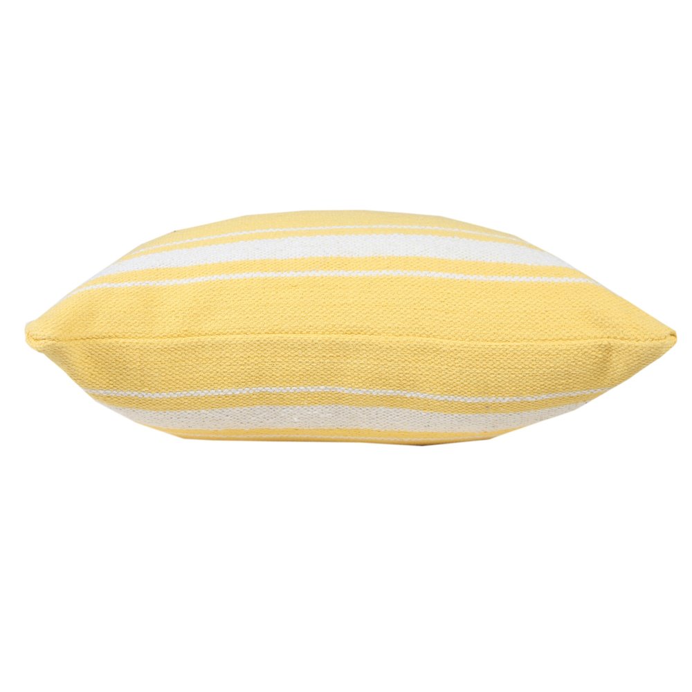 20" X 20" Yellow And White 100% Cotton Geometric Zippered Pillow — view 4