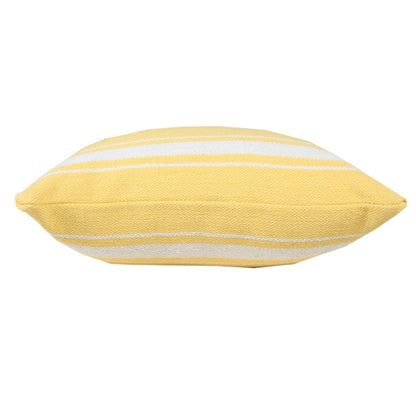 20" X 20" Yellow And White 100% Cotton Geometric Zippered Pillow HomeRoots