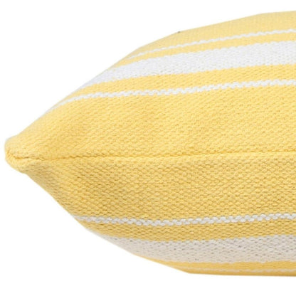20" X 20" Yellow And White 100% Cotton Geometric Zippered Pillow HomeRoots