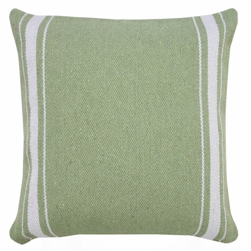 20" X 20" Green And White 100% Cotton Geometric Zippered Pillow 4.0" (L) x 20.0" (W) x 20.0" (H) FurniFindUSA