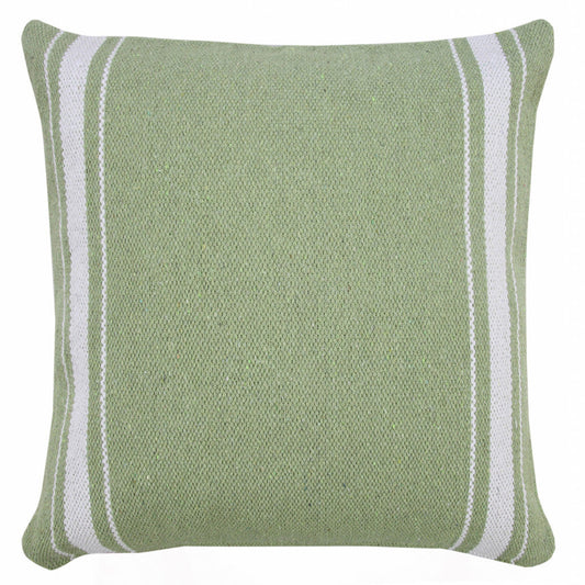 20" X 20" Green And White 100% Cotton Geometric Zippered Pillow 4.0" (L) x 20.0" (W) x 20.0" (H) FurniFindUSA