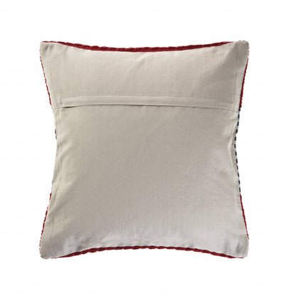 20" X 20" Red And Blue 100% Cotton Striped Zippered Pillow FurniFindUSA
