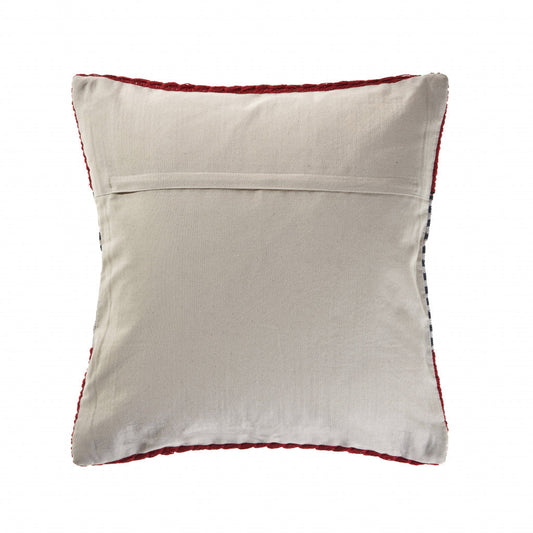 20" X 20" Red And Blue 100% Cotton Striped Zippered Pillow FurniFindUSA