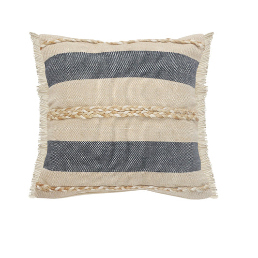 24" Denim Blue Jute Throw Pillow FurniFindUSA