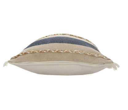 24" Denim Blue Jute Throw Pillow HomeRoots