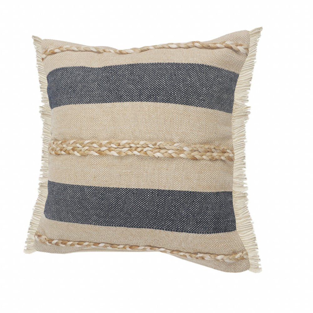 24" Denim Blue Jute Throw Pillow HomeRoots
