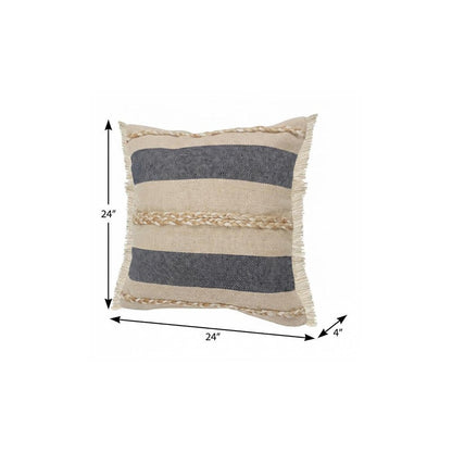 24" Denim Blue Jute Throw Pillow HomeRoots