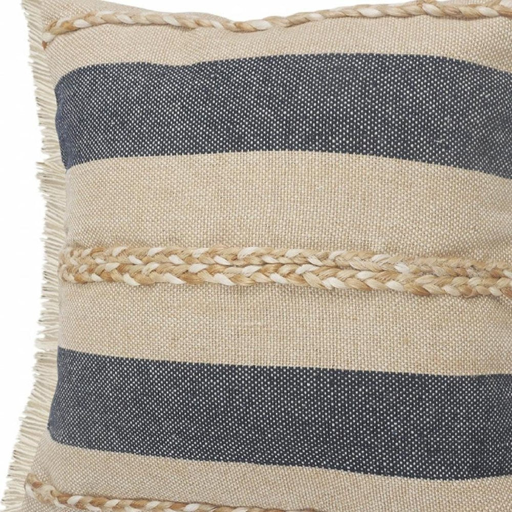 24" Denim Blue Jute Throw Pillow HomeRoots