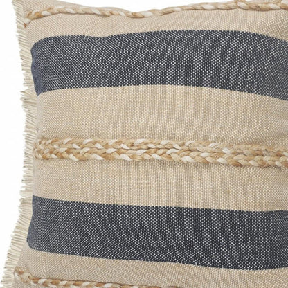 24" Denim Blue Jute Throw Pillow HomeRoots