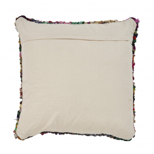 26" X 26" Red Green Blue Yellow Orange And Pink Natural Striped Zippered Pillow FurniFindUSA