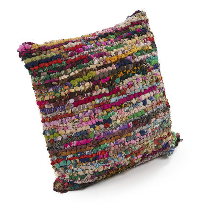 26" X 26" Red Green Blue Yellow Orange And Pink Natural Striped Zippered Pillow FurniFindUSA