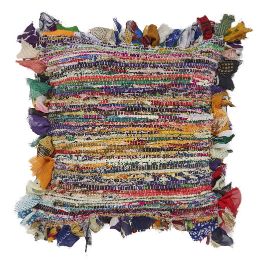 18" X 18" Blue and Red Weave Zippered Pillow With Fringe FurniFindUSA