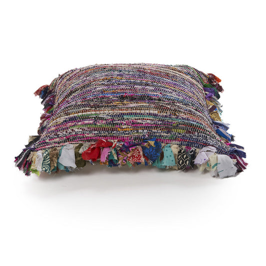 26" X 26" Blue and Red Weave Zippered Pillow With Fringe FurniFindUSA