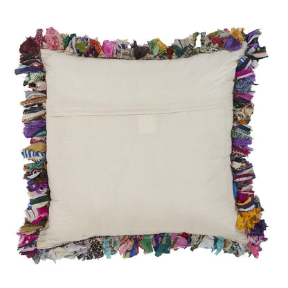 26" X 26" Blue and Red Weave Zippered Pillow With Fringe FurniFindUSA