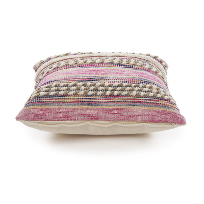 18" X 18" Pink and Ivory Striped Cotton Blend Zippered Pillow FurniFindUSA