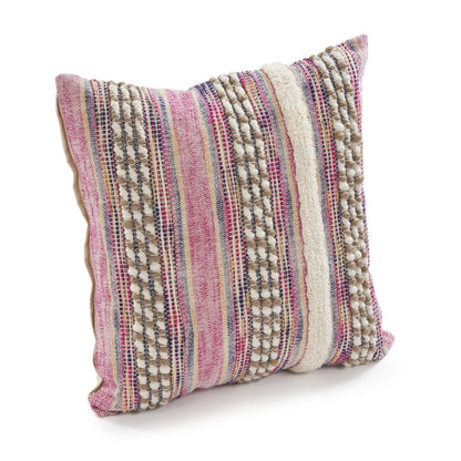 18" X 18" Pink and Ivory Striped Cotton Blend Zippered Pillow FurniFindUSA