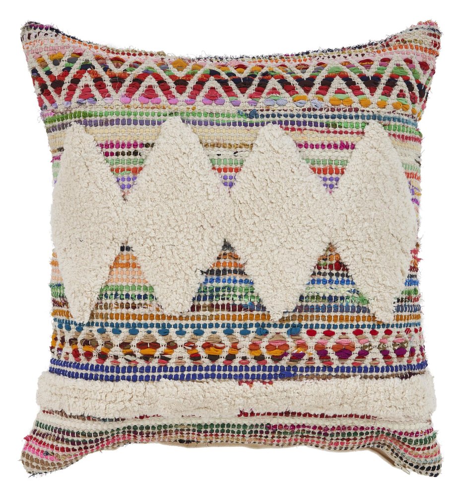 18" Blue And White Diamond Cotton Throw Pillow HomeRoots